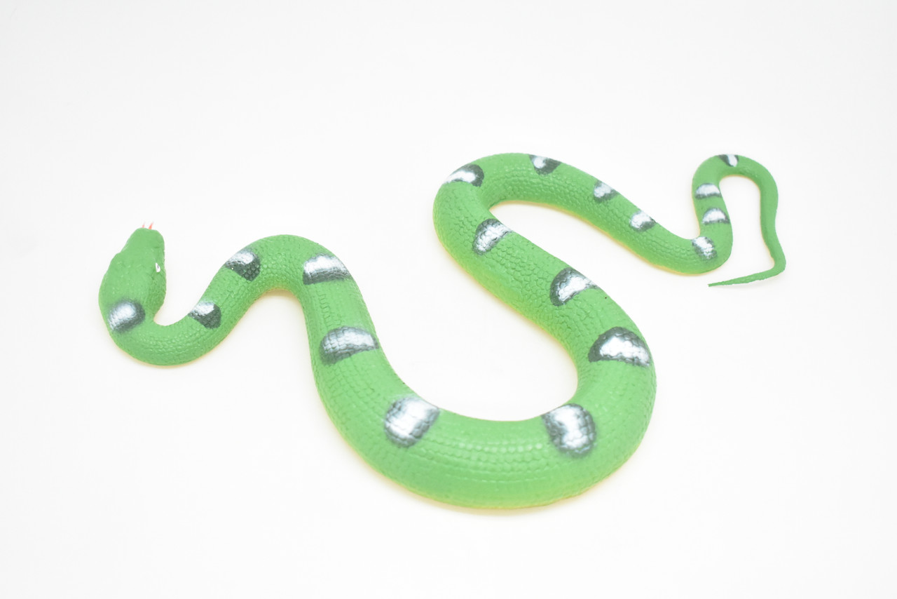 Snake, Emerald Tree Boa Snake, Coiled, Rubber Reptile, Educational, Realistic Hand Painted, Figure, Lifelike Model, Figurine, Replica, Gift,     12"       F3591 B492