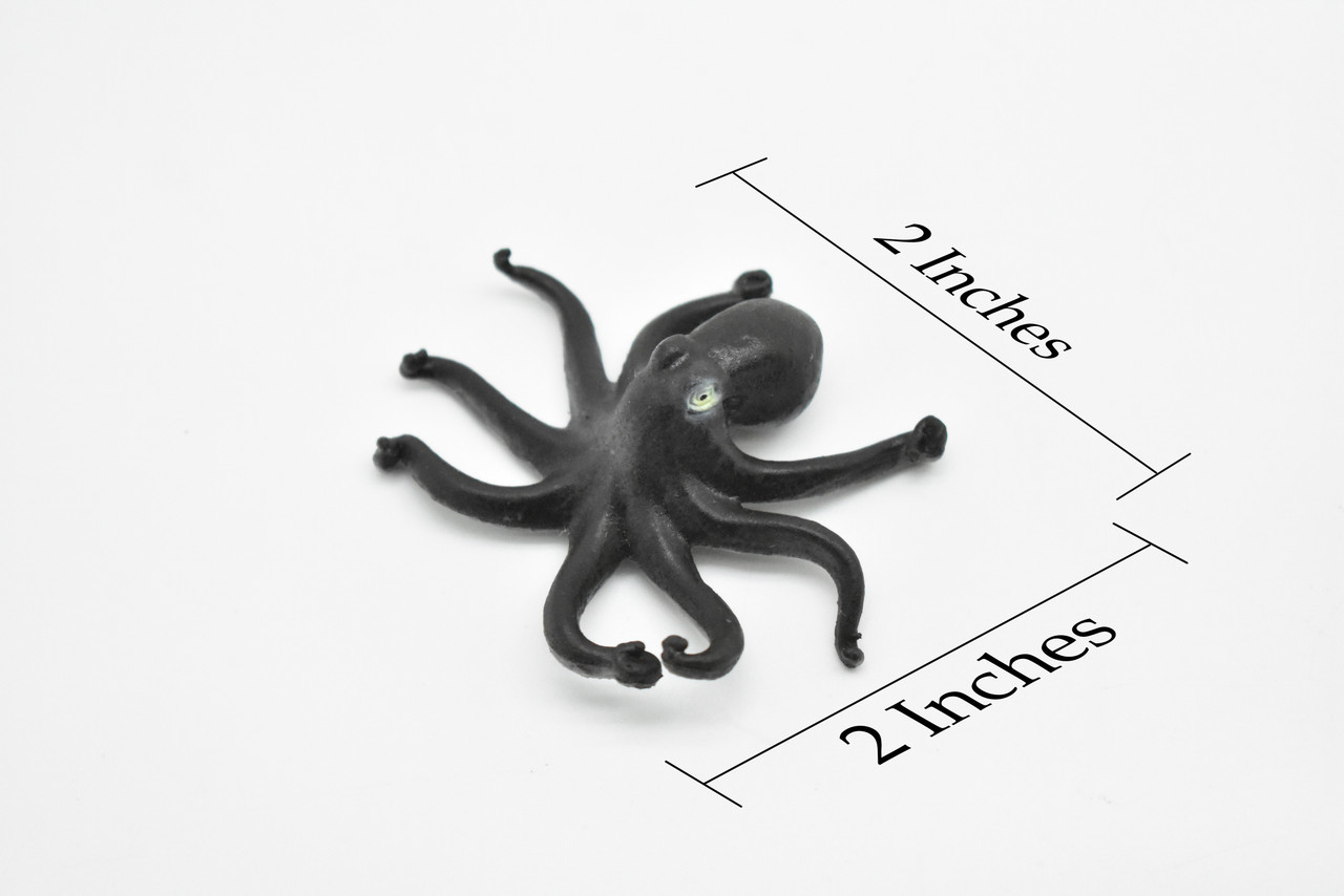 Octopus, Octopuses, Plastic Octopodes Design, Hand Painted, Realistic, Soft Rubber, Educational Figure, Lifelike, Diorama Model, Toy, 2 Inches.