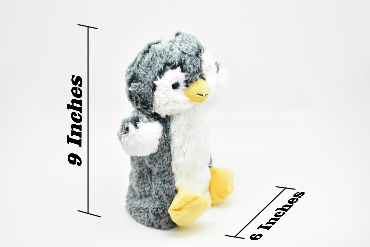 Penguin, Hand Puppet, Aquatic Flightless Bird, Very Nice Plush, Spheniscidae Birds, Educational, Realistic Figure, Lifelike Model, Replica, Toy, Kids, 9 Inches.