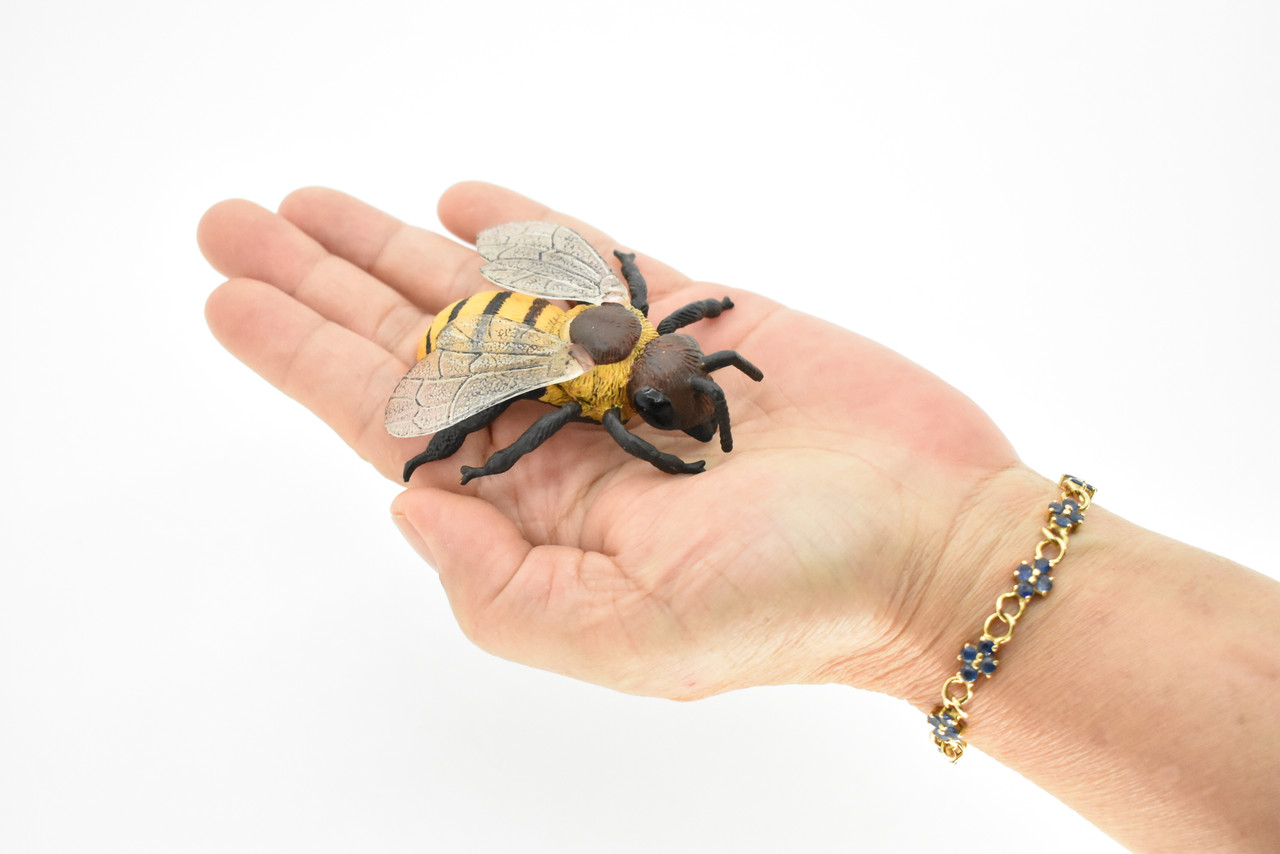 Bee, Bumblebee, Hornet, Yellowjacket, Museum Quality, Rubber Insect, Hand Painted, Realistic Toy Figure, Diorama Model, Kids, Educational,  3 Inches.