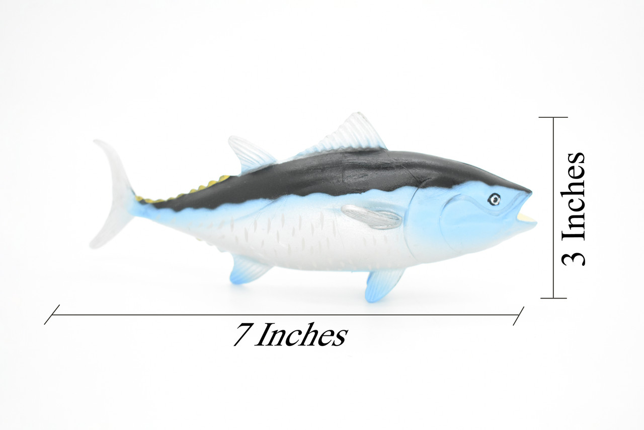 Bluefin Tuna, Fish, Very Realistic Rubber Figure, Model, Educational, Animal, Hand Painted Figurines,     7"     CH019 BB71