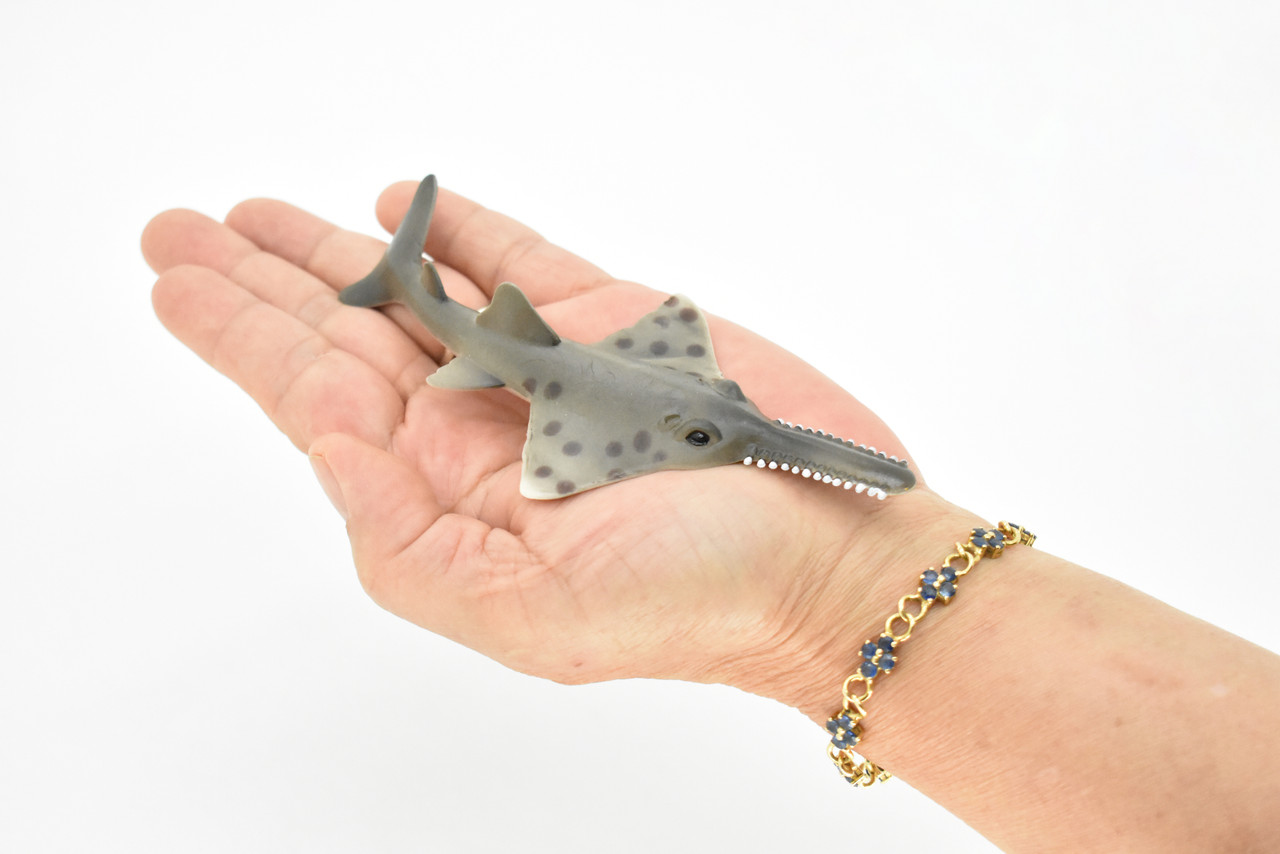 Sawfish, Carpenter shark, Museum Quality, Educational, Rubber Fish, Hand Painted, Realistic Toy Figure, Diorama Model, Kids, 5 Inches.