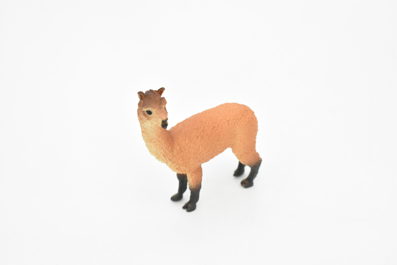 Alpaca, South American camelid, Very Realistic Hand Painted, Educational, Rubber Animal, Realistic Toy Figure, Diorama Model, Kids,  3 Inches. 