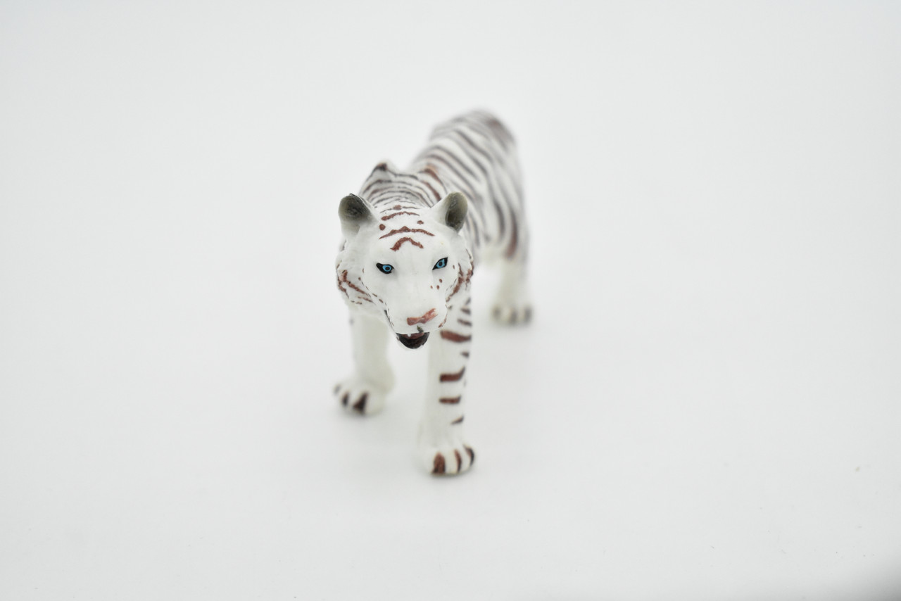 Tiger Toy, White, Bengal, Siberian, Very Realistic Rubber Figure, Model, Educational, Animal, Hand Painted Figurines,       5"       CH051 BB77