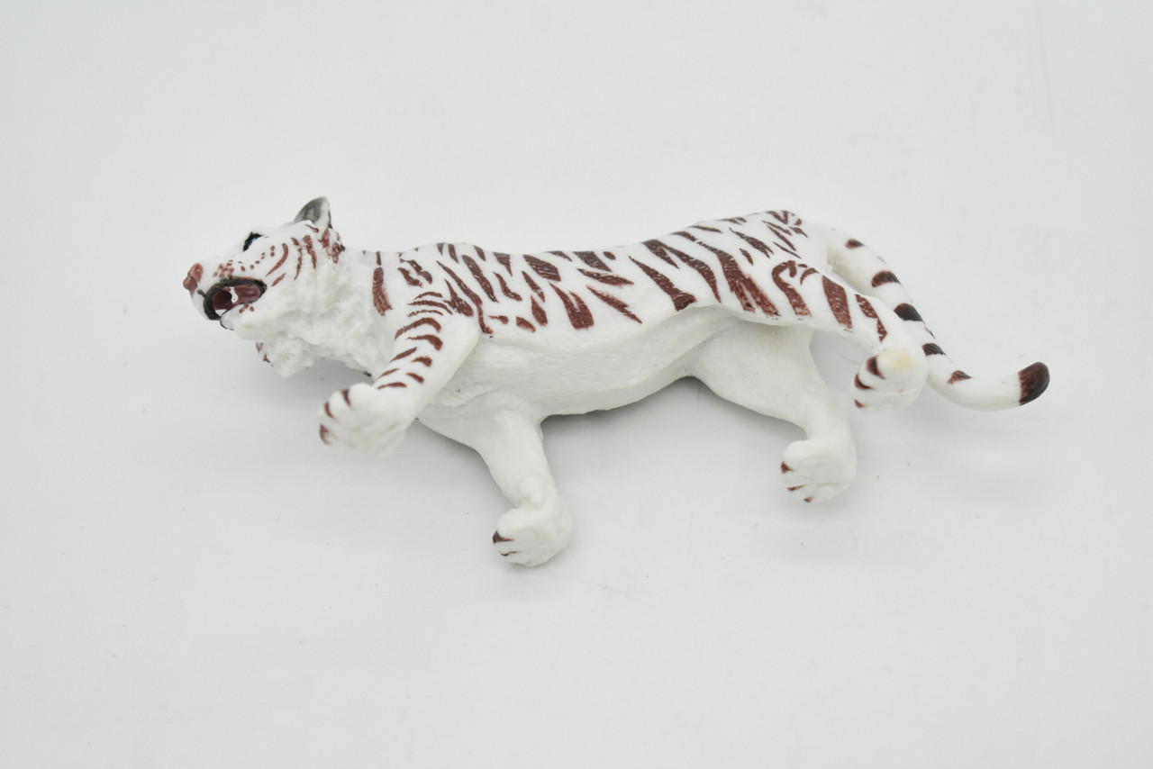 Tiger Toy, White, Bengal, Siberian, Very Realistic Rubber Figure, Model, Educational, Animal, Hand Painted Figurines,       5"       CH051 BB77