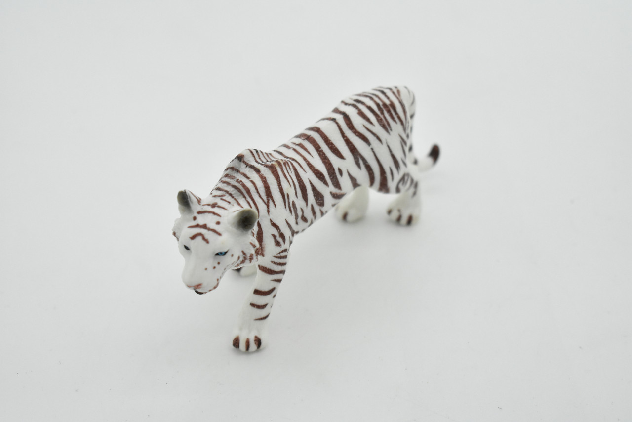 Tiger Toy, White, Bengal, Siberian, Very Realistic Rubber Figure, Model, Educational, Animal, Hand Painted Figurines,       5"       CH051 BB77