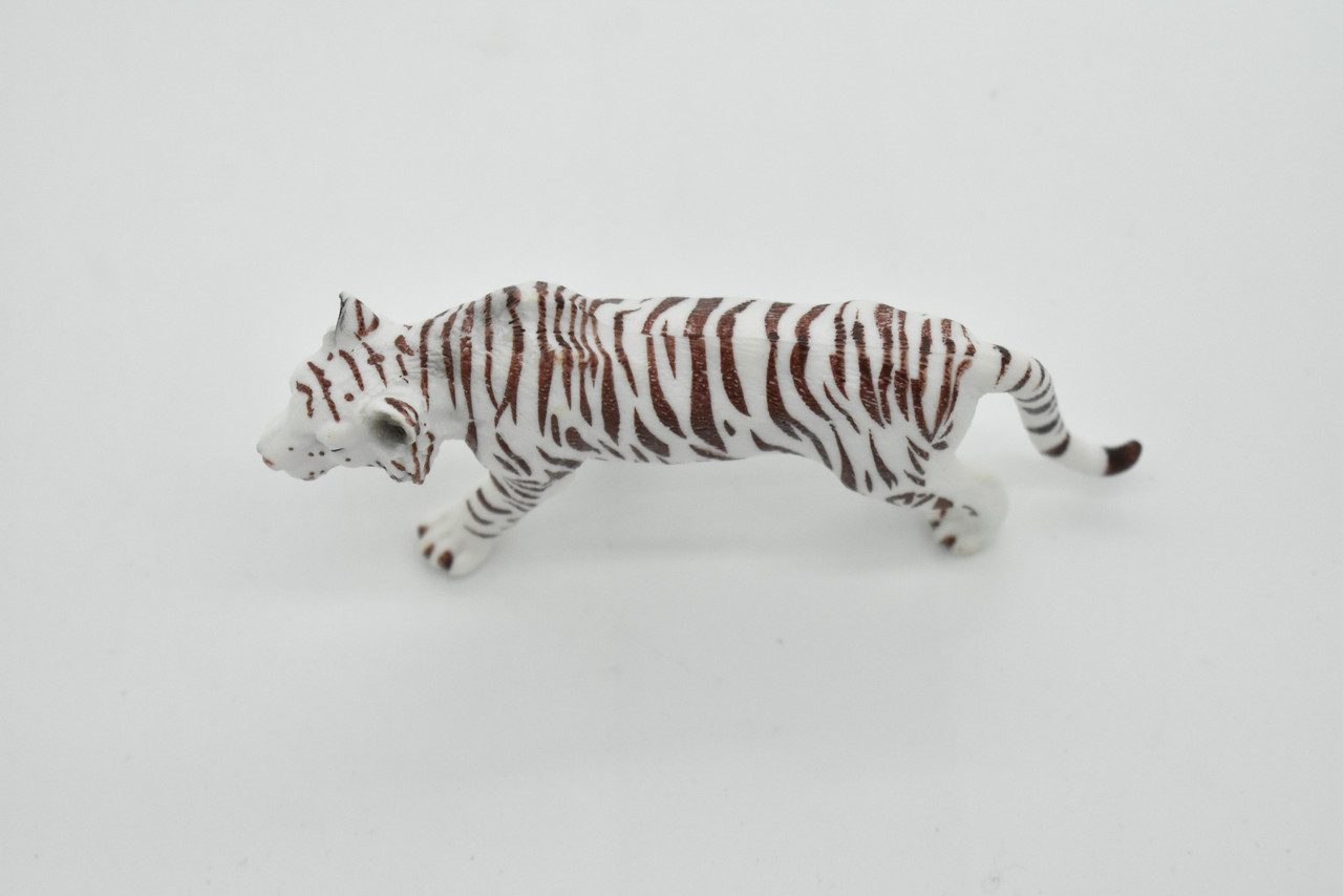 Tiger Toy, White, Bengal, Siberian, Very Realistic Rubber Figure, Model, Educational, Animal, Hand Painted Figurines,       5"       CH051 BB77