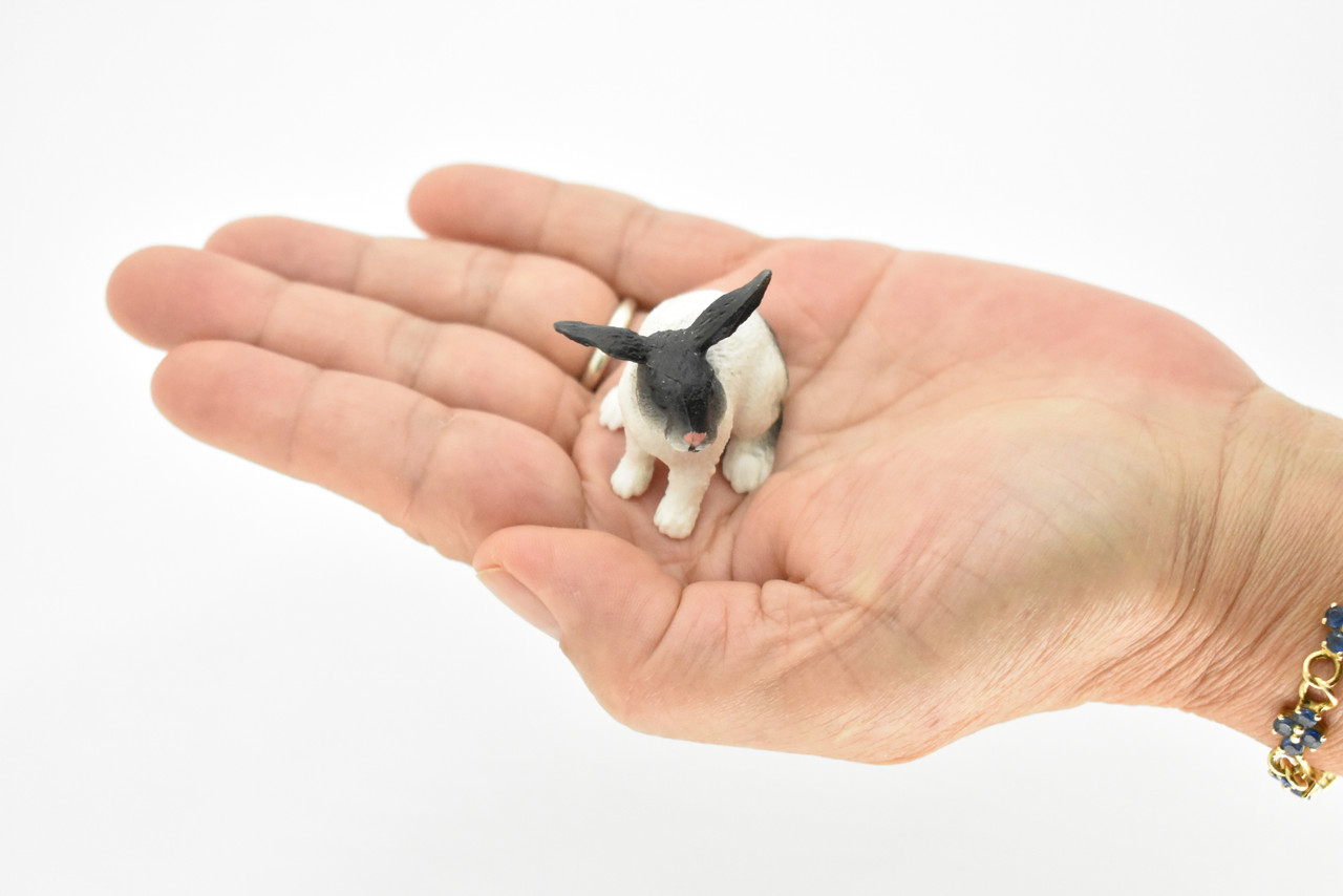 Rabbit, Bunny Rabbits, Fancy Domestic, Realistic Rubber Figure, Hand Painted, Rubber Mammal, Realistic Toy Figure, Replica, Kids, Educational,  2 Inches. 