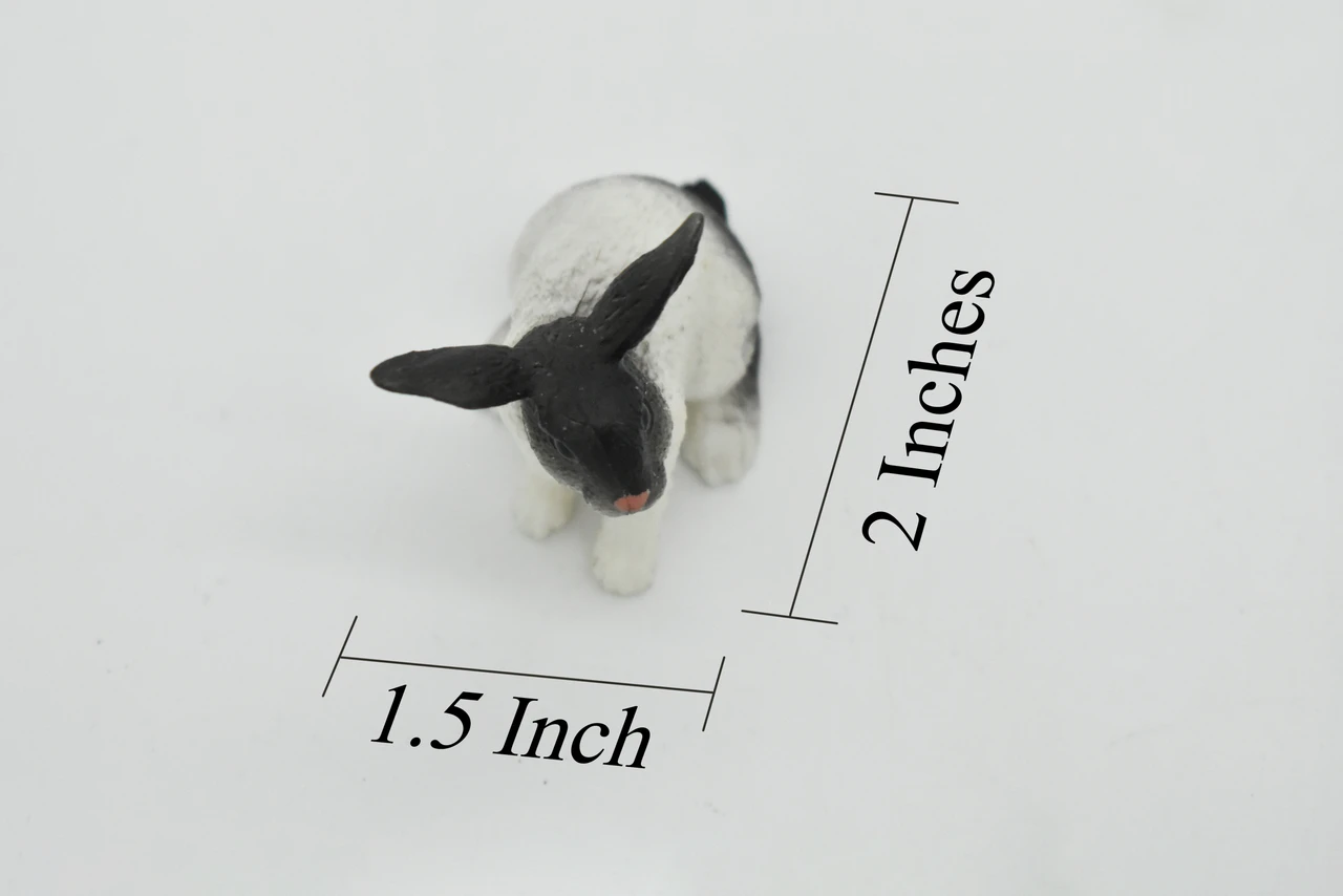 Rabbit, Bunny Rabbits, Fancy Domestic, Realistic Rubber Figure, Hand Painted, Rubber Mammal, Realistic Toy Figure, Replica, Kids, Educational,  2 Inches. 