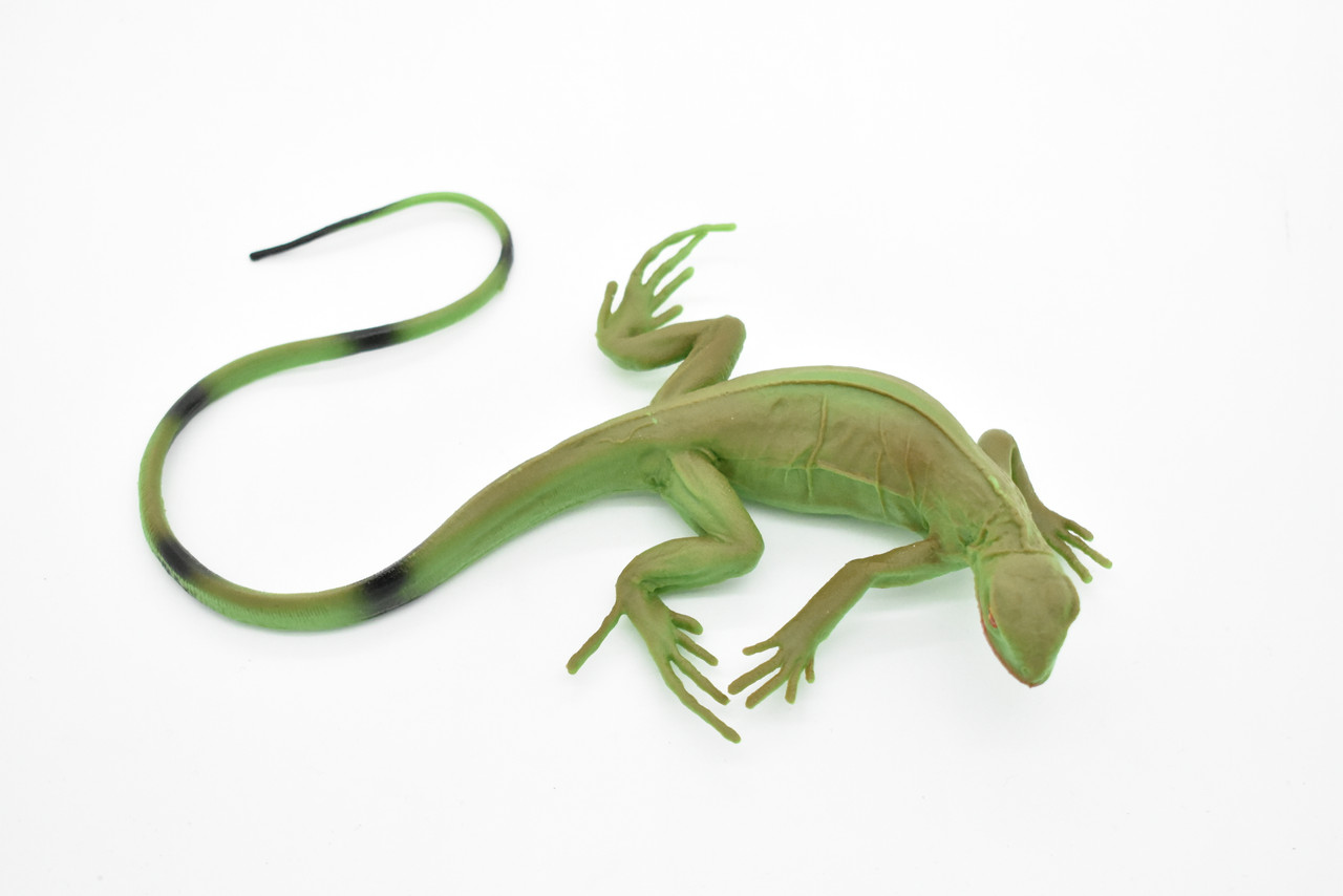 Lizard, Iguana, Green, Museum Quality, Rubber Reptile, Hand Painted, Realistic Toy Figure, Model, Replica, Kids, Educational, Gift,     7"   CH053 BB78