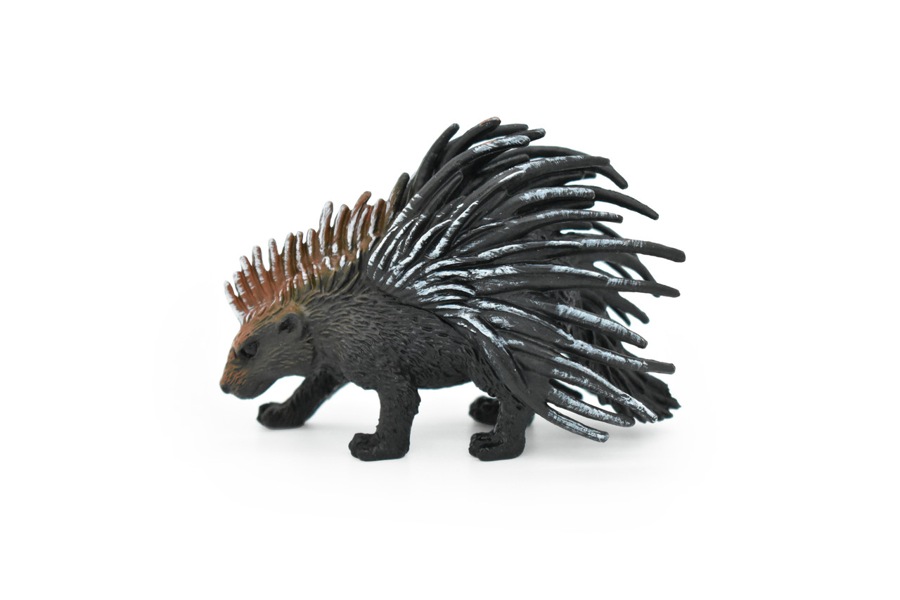 Porcupine, Quillpig, Porky, or Quillback, Very Realistic Rubber Figure, Hand Painted, Rubber Mammal, Realistic Toy Figure, Kids, Educational, 3 Inches. 