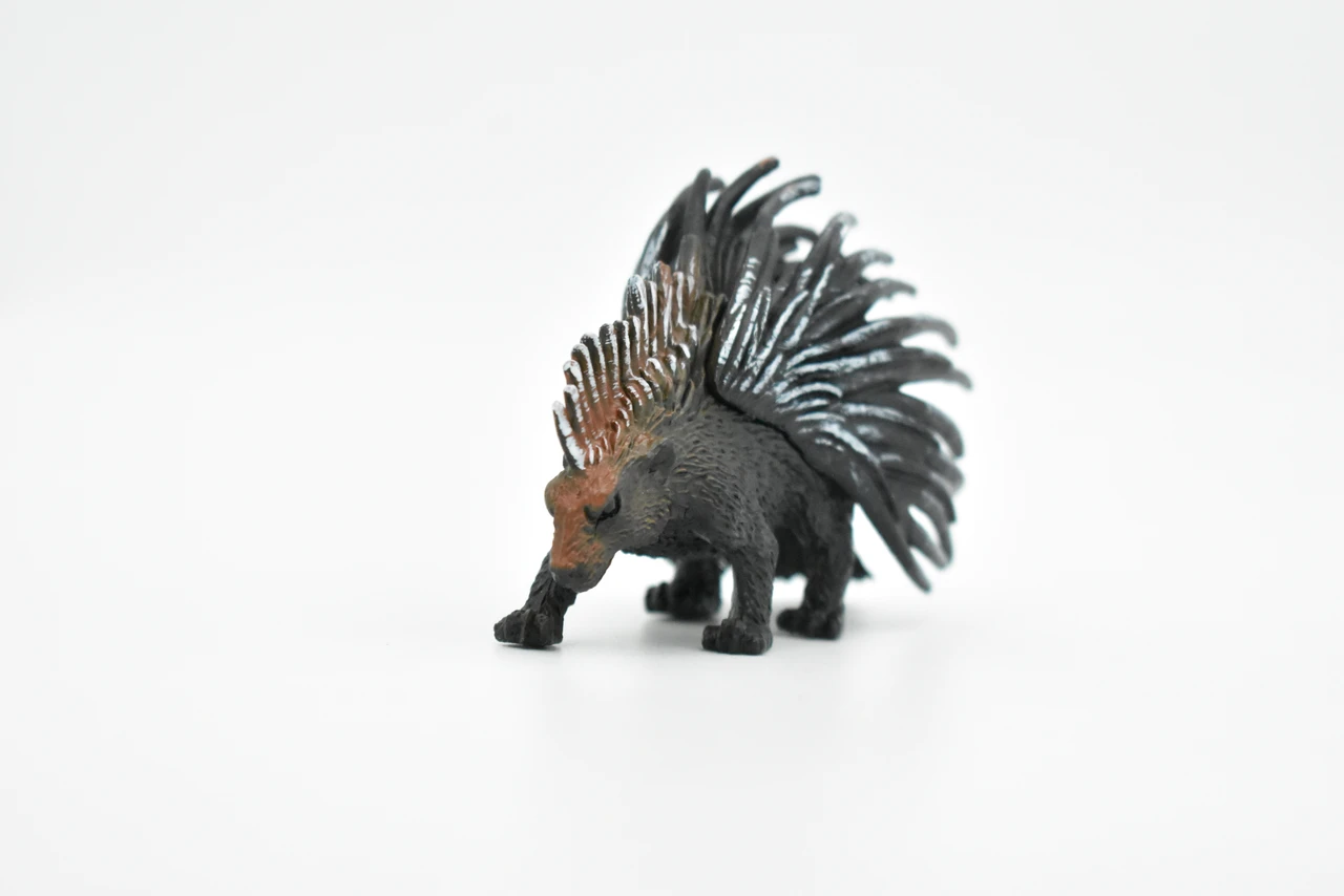 Porcupine, Quillpig, Porky, or Quillback, Very Realistic Rubber Figure, Hand Painted, Rubber Mammal, Realistic Toy Figure, Kids, Educational, 3 Inches. 