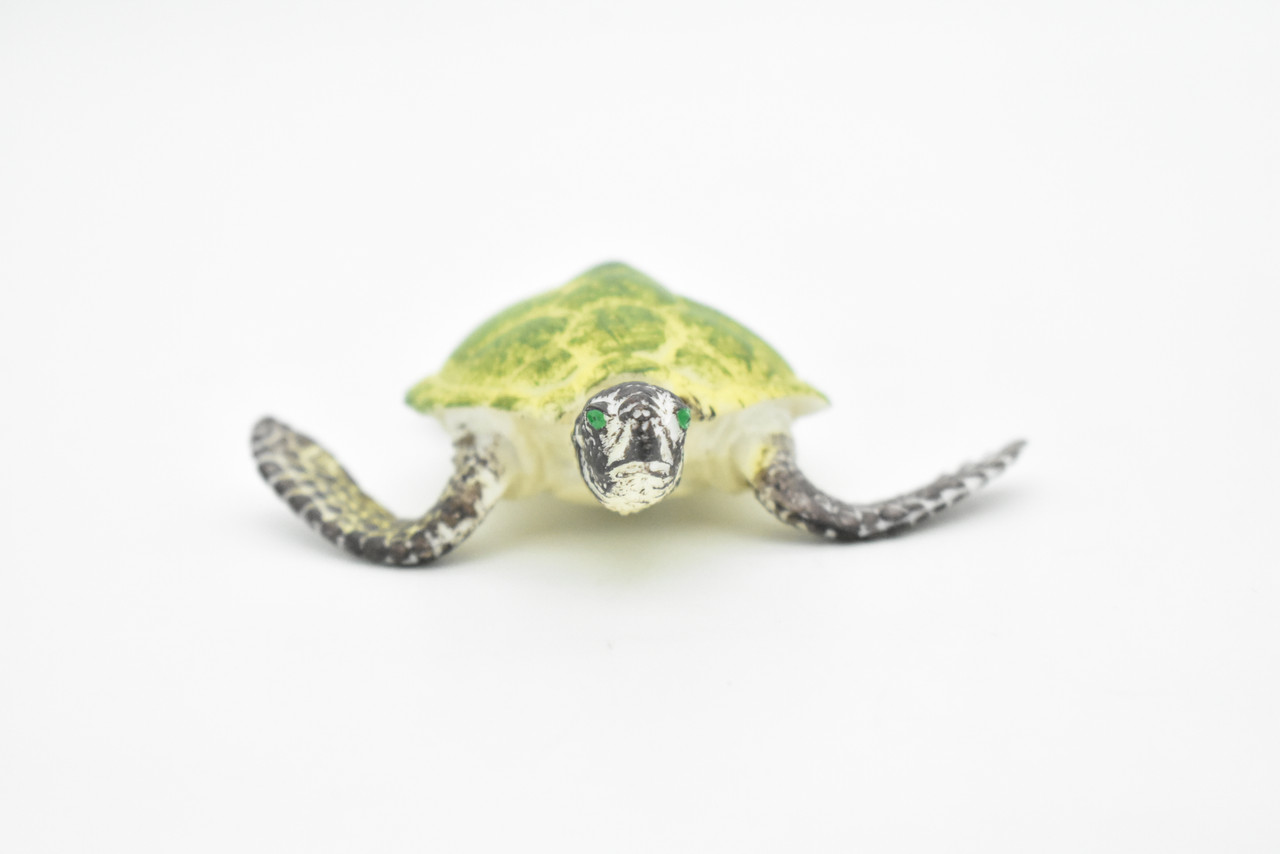 Sea Turtle Toy, Green, Museum Quality Rubber Figure, Model, Educational, Animal, Hand Painted Figurines,  4" CH055 BB78