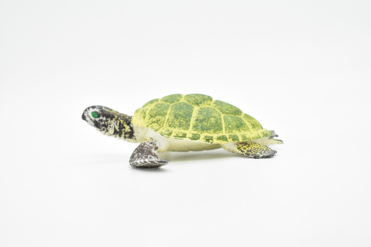 Sea Turtle Toy, Green, Museum Quality Rubber Figure, Model, Educational, Animal, Hand Painted Figurines,  4" CH055 BB78