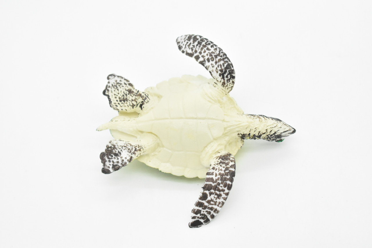 Sea Turtle Toy, Green, Museum Quality Rubber Figure, Model, Educational, Animal, Hand Painted Figurines,  4" CH055 BB78