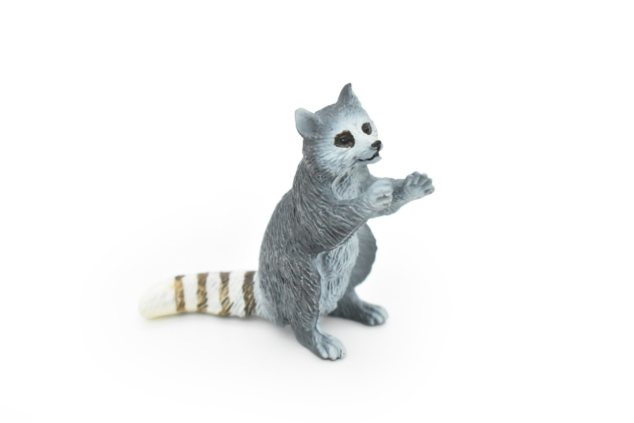 Raccoon Toy, Sitting, Very Realistic Rubber Figure, Model, Educational, Animal, Hand Painted Figurines,       2"       CH058 BB78