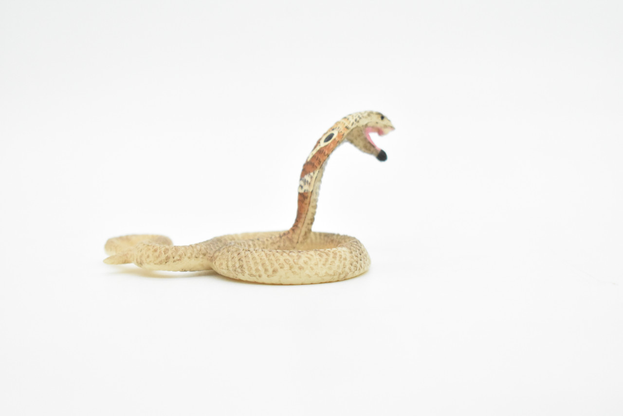 Cobra Toy, King, Snake, Reptiles, Very Realistic Rubber Figure, Model, Educational, Animal, Hand Painted Figurines,       3"       CH061 BB79