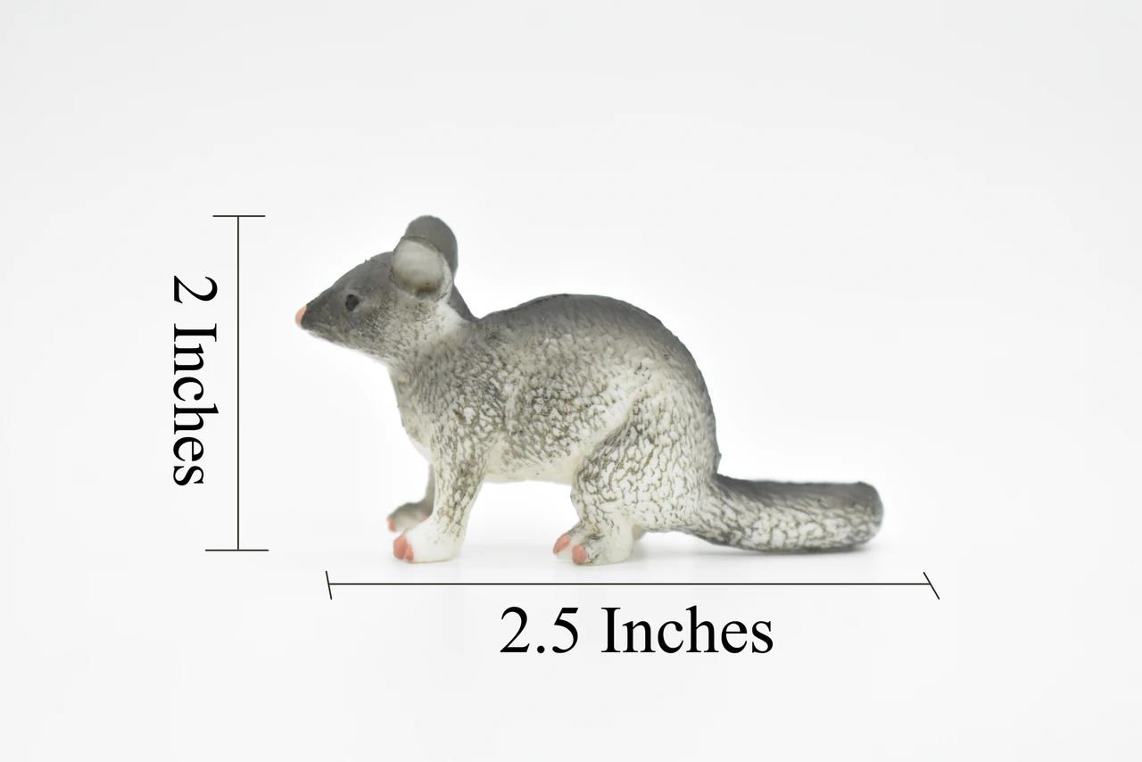 Opossum, Possum, Marsupial, Very Realistic Rubber Figure, Hand Painted, Rubber Mammal, Realistic Toy Figure, Replica, Kids, Educational, 2 1/2 Inches. 