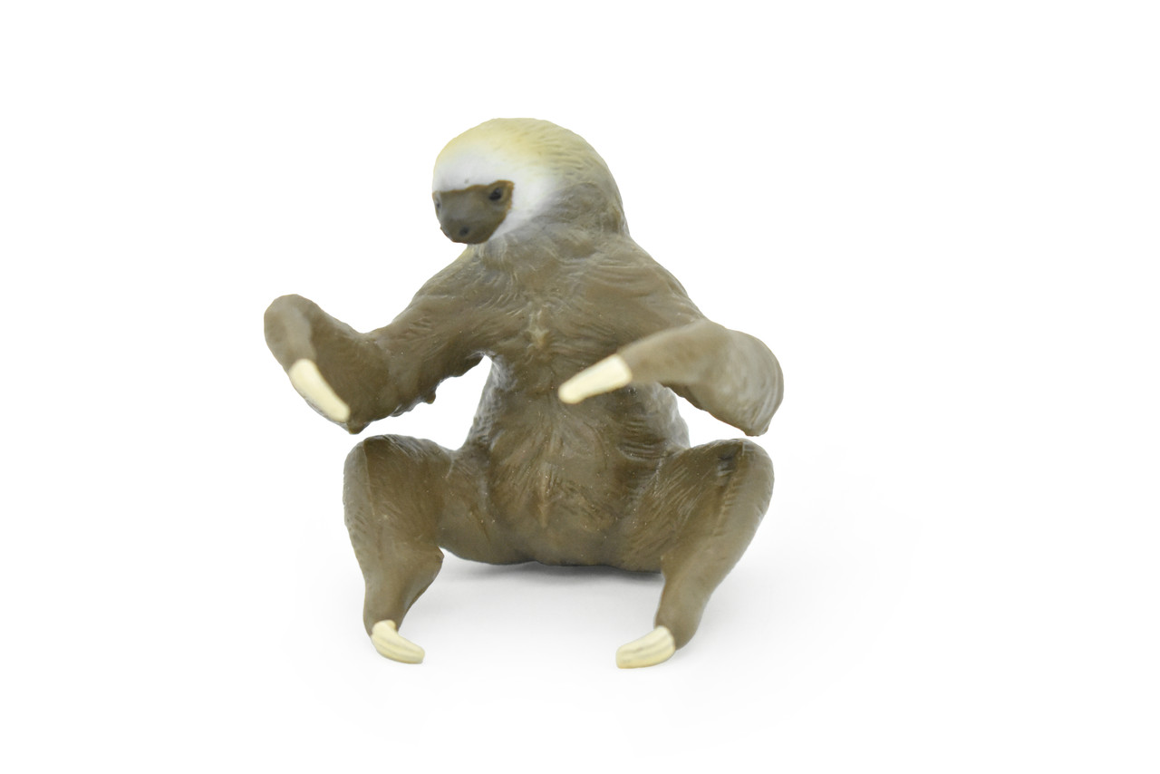 Sloth, Three Toed, Very Nice Design, Hand Painted, Educational, Rubber Animal, Realistic Toy Figure, Diorama Model, Kids, 3 1/2 Inches. 