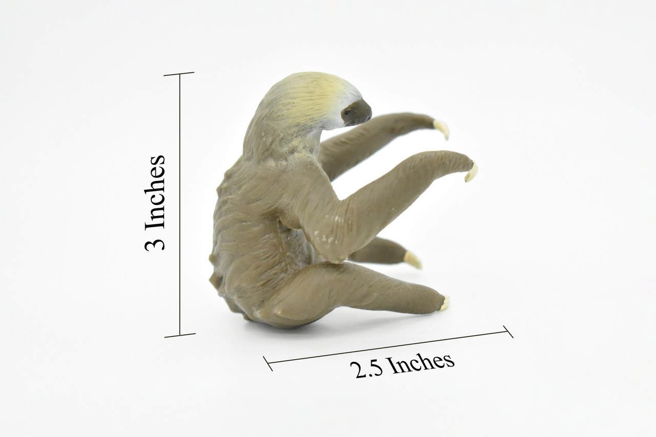 Sloth, Three Toed, Very Realistic Rubber Reproduction, Hand Painted Figurines,  3.5"    CH070 BB80