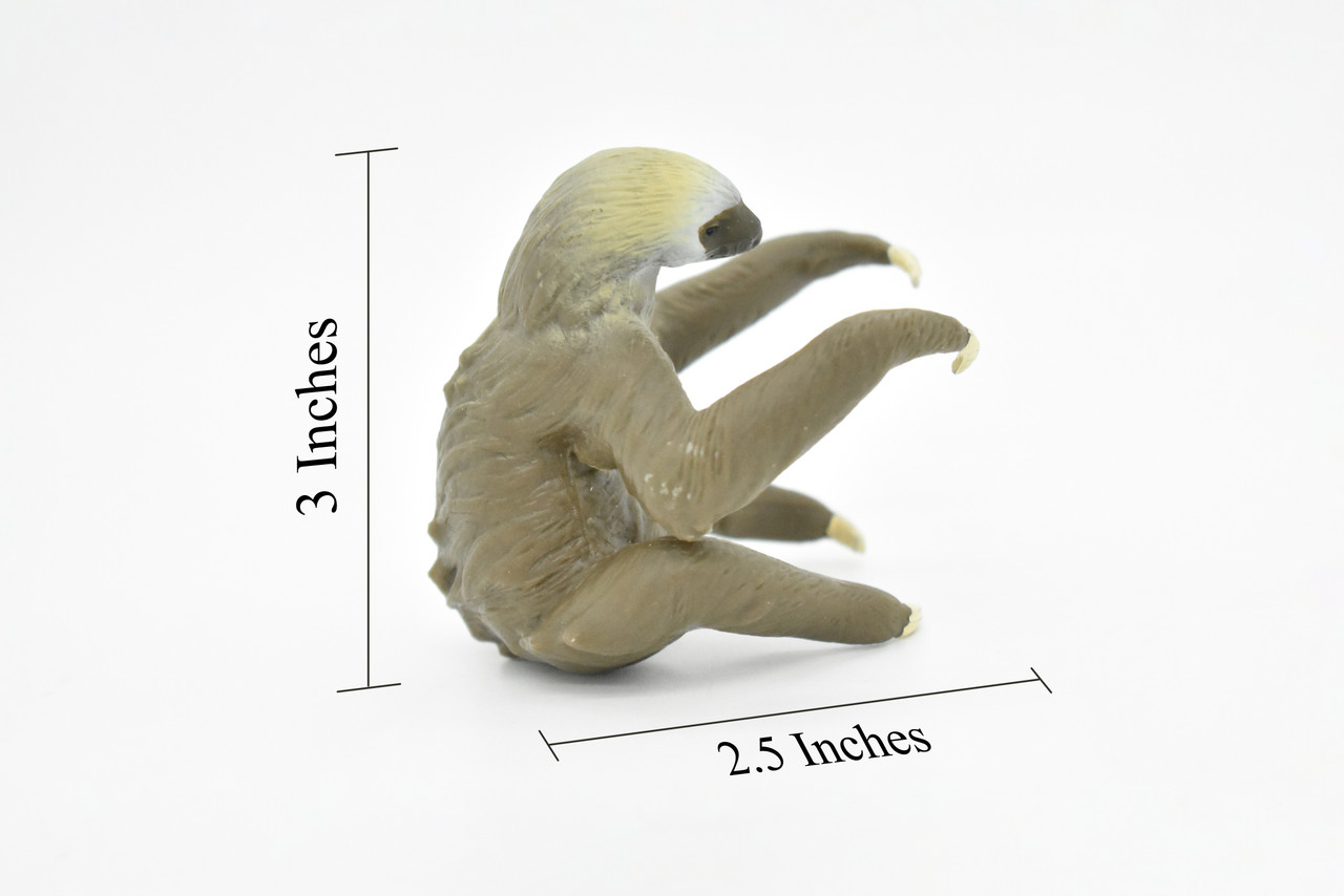 Sloth, Three Toed, Very Nice Design, Hand Painted, Educational, Rubber Animal, Realistic Toy Figure, Diorama Model, Kids, 3 1/2 Inches. 
