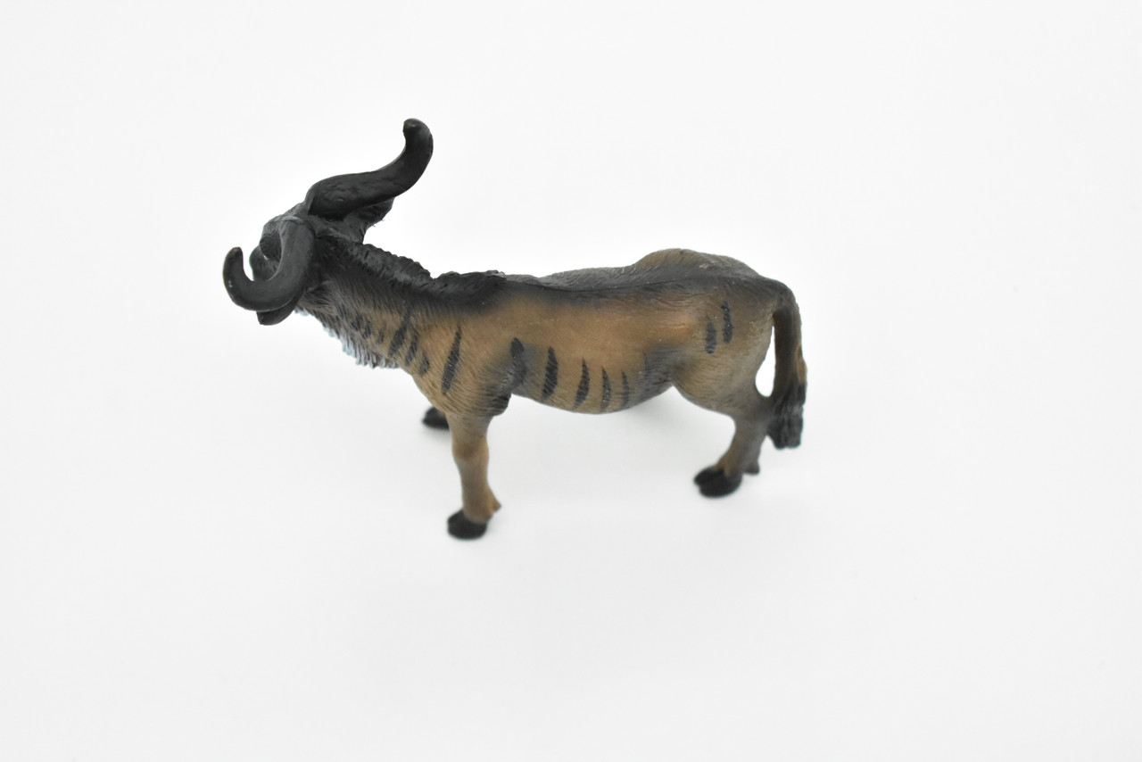 Wildebeest, Antelopes, Gnu, Museum Quality, Hand Painted, Educational, Rubber Animal, Realistic Toy Figure, Diorama Model, Kids, 4 Inches.