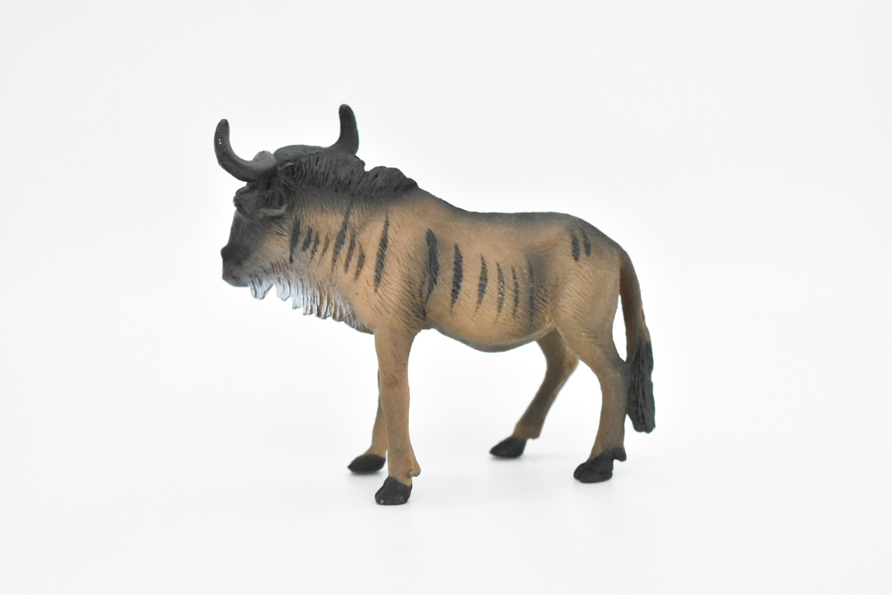 Wildebeest, Antelopes, Gnu, Museum Quality, Hand Painted, Educational, Rubber Animal, Realistic Toy Figure, Diorama Model, Kids, 4 Inches.