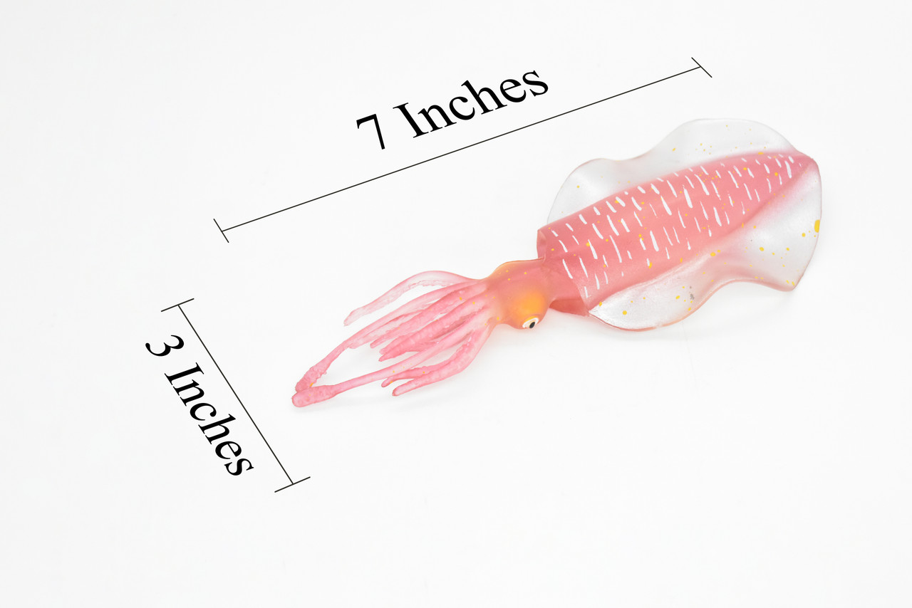 Squid Toy, Big Fin Reef Squid, Very Realistic Rubber Figure, Model, Ocean, Sea, Educational, Animal, Hand Painted Figurines,  7"    CH073 BB81  