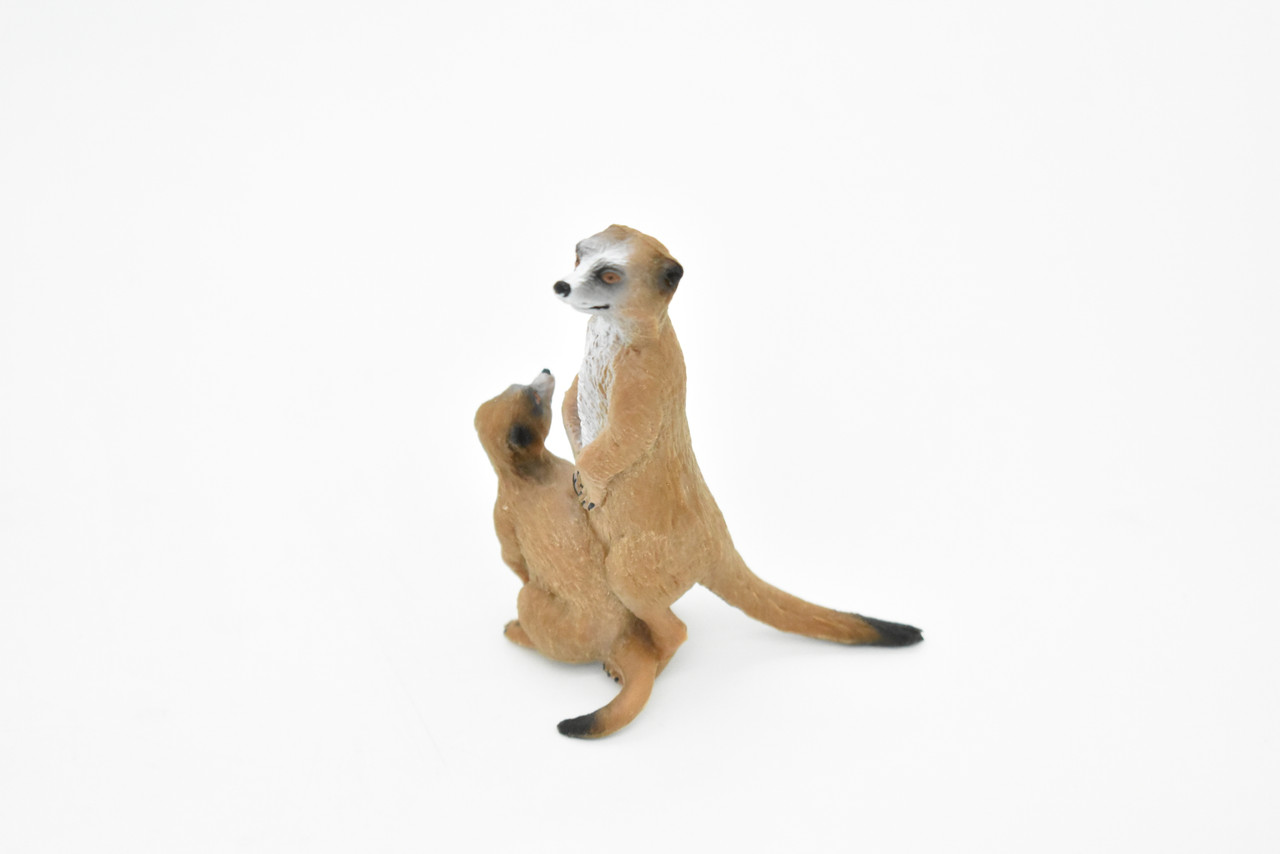 Meerkats Toy, Mongoose, Mom and Baby, Very Realistic Rubber Figure, Model, Educational, Animal, Hand Painted Figurines,       3"    CH076 BB81 