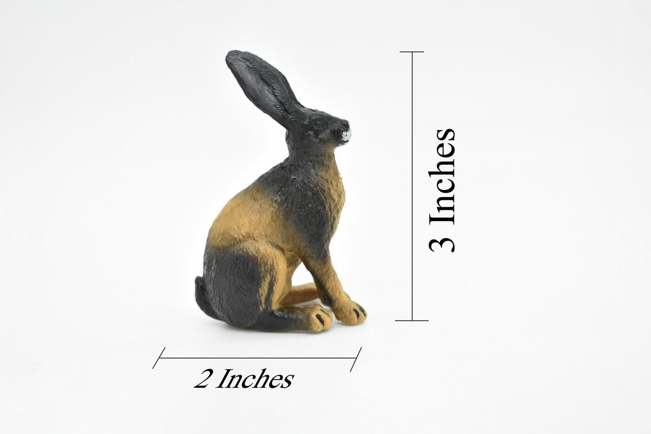 Jackrabbit Toy, Hare, Rabbit, Bunny, Very Realistic Rubber Figure, Model, Educational, Animal, Hand Painted Figurines,     3"     CH077 BB81