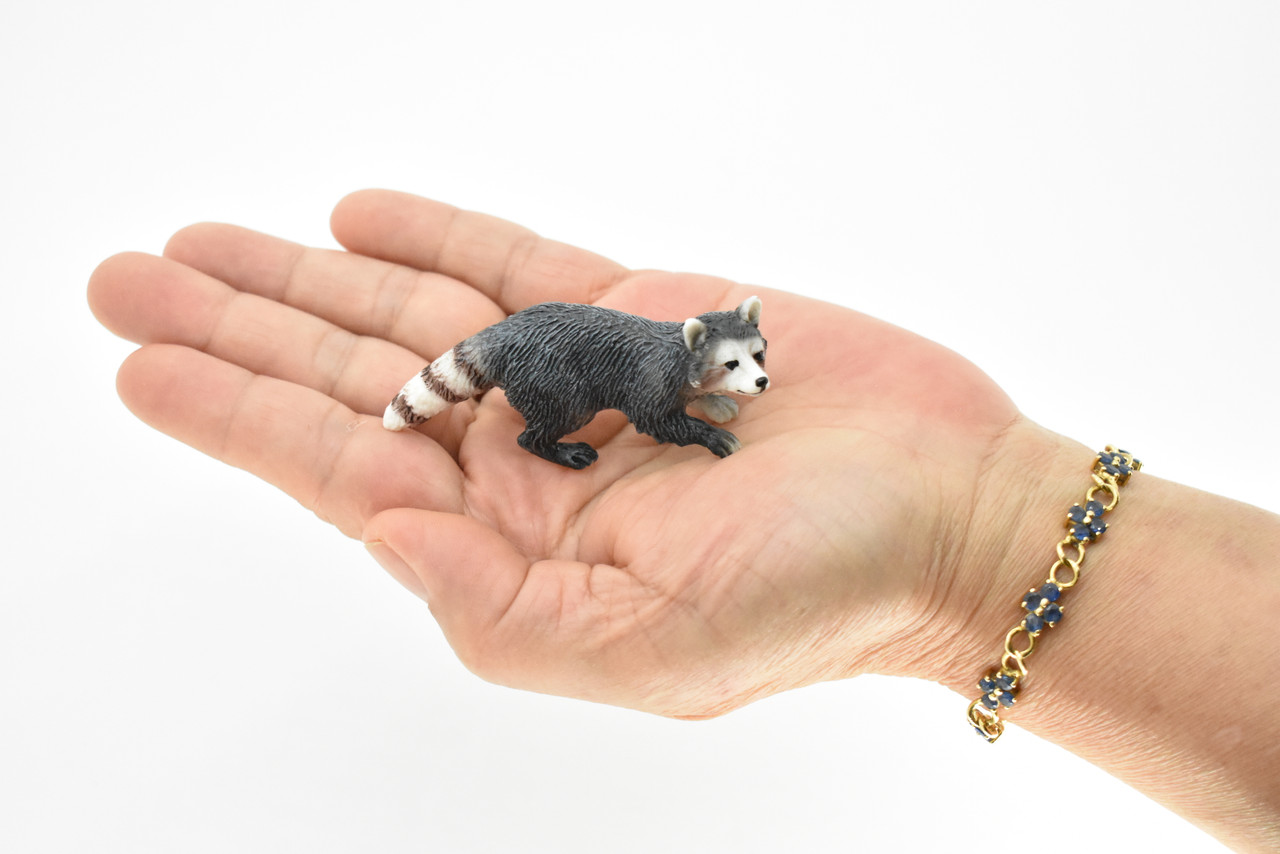 Raccoon Toy, Very Realistic Rubber Figure, Model, Educational, Animal, Hand Painted Figurines,       3"       CH080 BB82