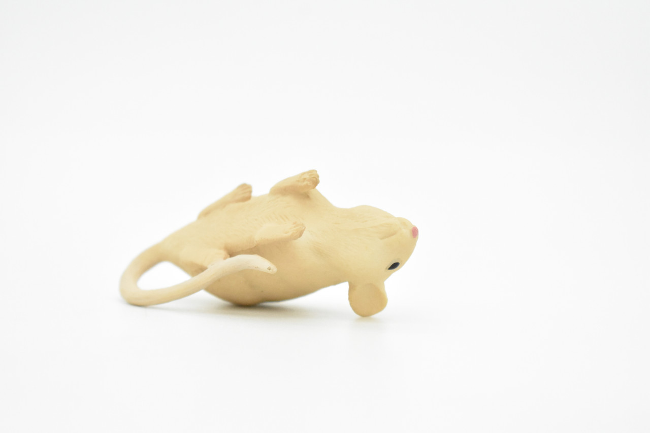 Mouse Toy, Shrew,  Rodent, White, Very Realistic Rubber Figure, Model, Educational, Animal, Hand Painted Figurines,  2.5"    CH084 BB83