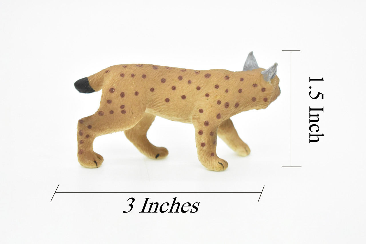 Bobcat Toy, Lynx Rufus, Big Cat, Very Realistic Rubber Figure, Model, Educational, Animal, Hand Painted Figurines,    3"    CH085 BB83