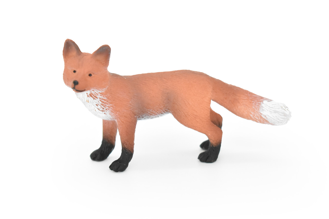 Fox Toy, Red, Animal, Very Realistic Rubber Figure, Model, Educational, Animal, Hand Painted Figurines, 3" CH091 BB84