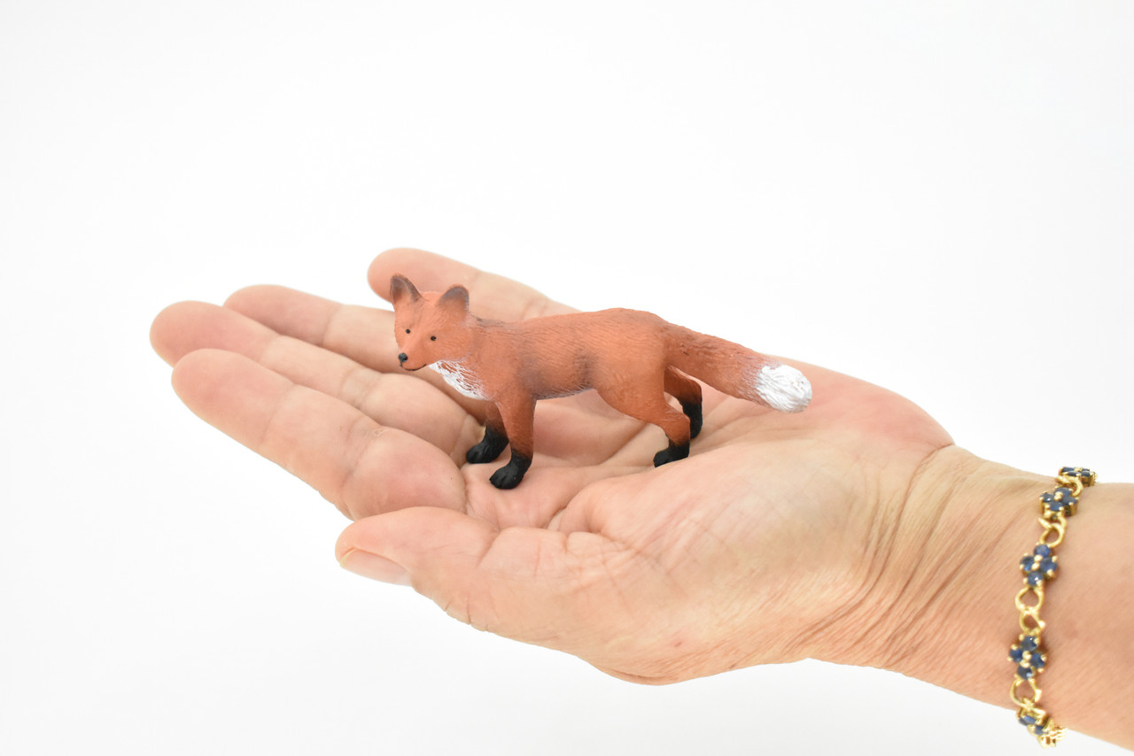 Red Fox, Museum Quality, Hand Painted, Rubber Animal, Realistic Toy Figure, Diorama Model, Kids, Educational, 3 Inches. 