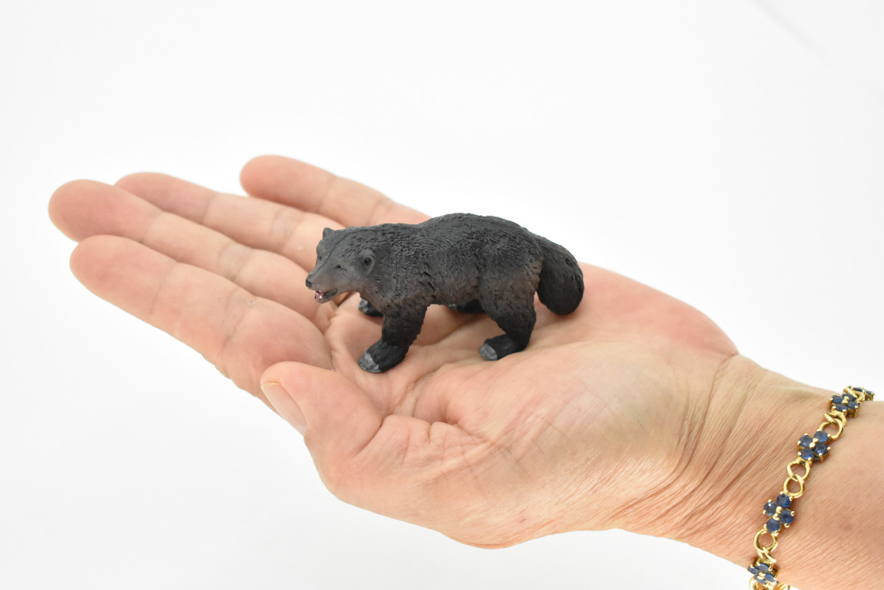 Wolverine, Gulo gulo, Museum Quality, Educational, Rubber Animal, Hand Painted, Realistic, Diorama Model, Toy, Kids, 3 Inches.