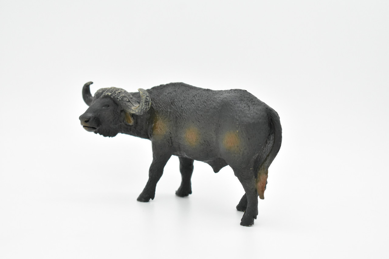 Cape Buffalo, African Bovine, Syncerus caffer, Museum Quality, Hand Painted, Rubber Animal, Realistic Toy Figure, Model, Kids, Educational,  5 Inches.