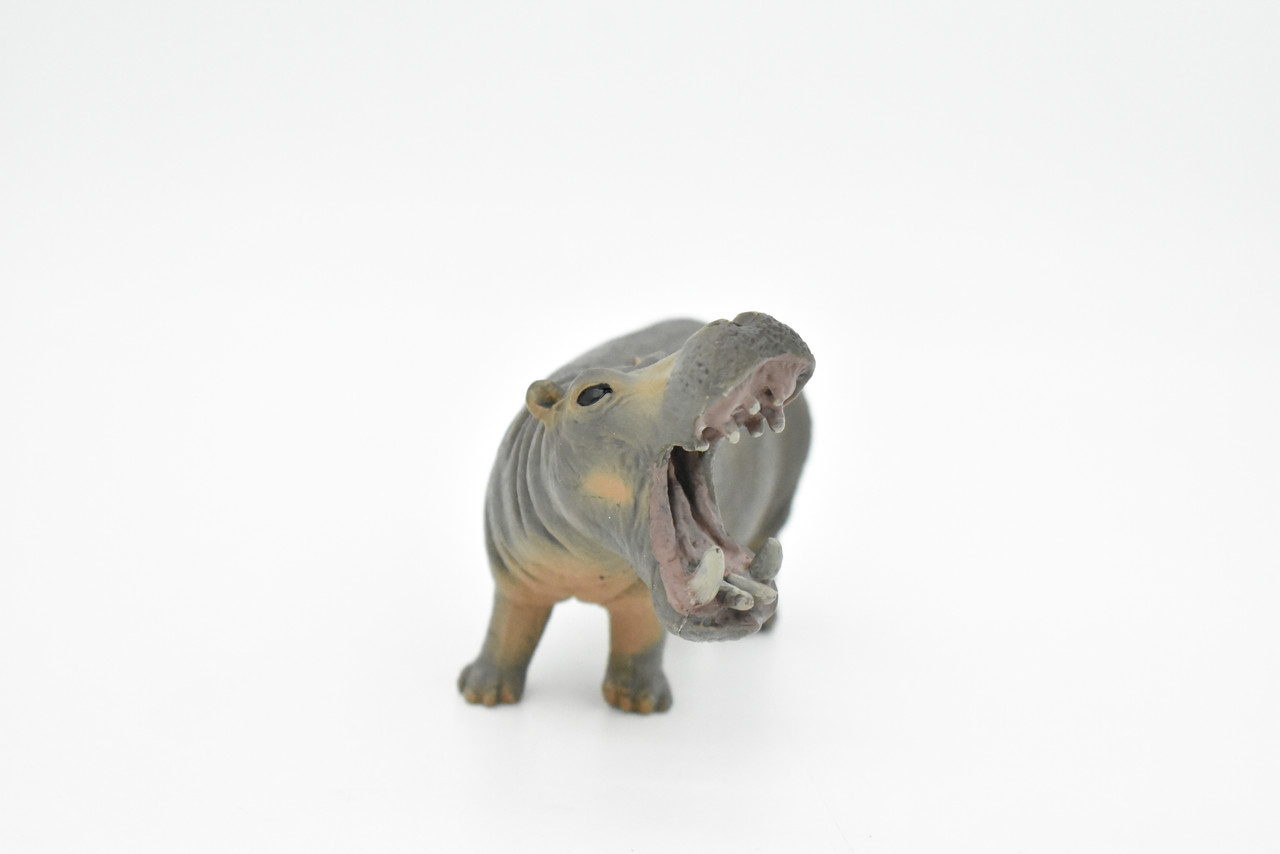 Hippo, Hippopotamus, Museum Quality, Hand Painted, Educational, Rubber Animal, Realistic Toy Figure, Diorama Model, Kids,  4.5 Inches. 