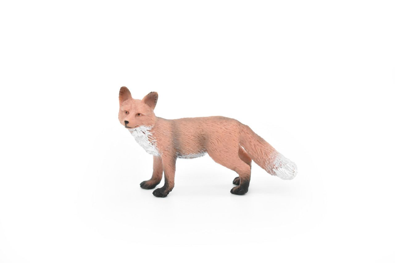 Red Fox, Museum Quality, Hand Painted, Rubber Animal, Realistic Toy Figure, Diorama Model, Kids, Educational, 3 Inches. 