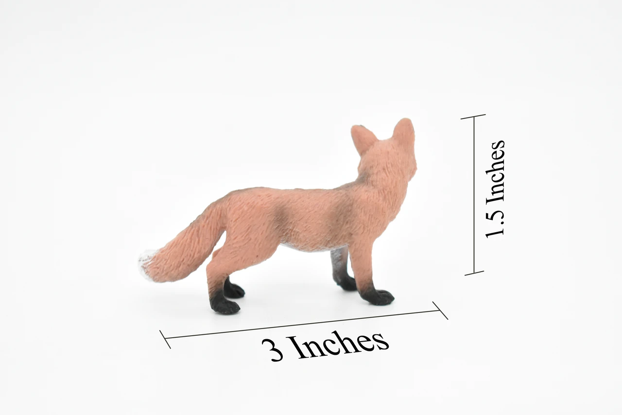Red Fox, Museum Quality, Hand Painted, Rubber Animal, Realistic Toy Figure, Diorama Model, Kids, Educational, 3 Inches. 