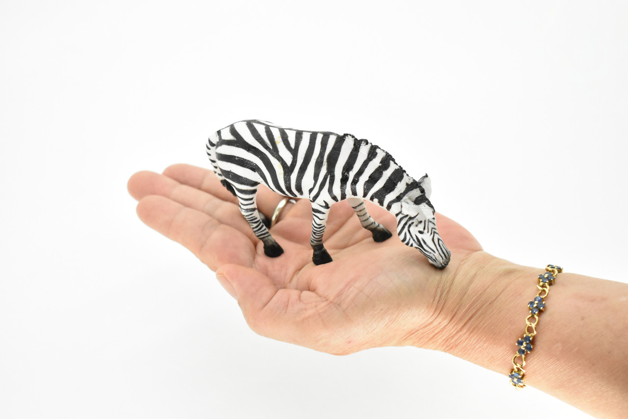 Zebra Toy, Getting a Drink, Africa, Savannah, Drinking, Very Realistic Rubber Figure, Model, Educational, Animal, Hand Painted Figurines,      5"    CH0103 BB88