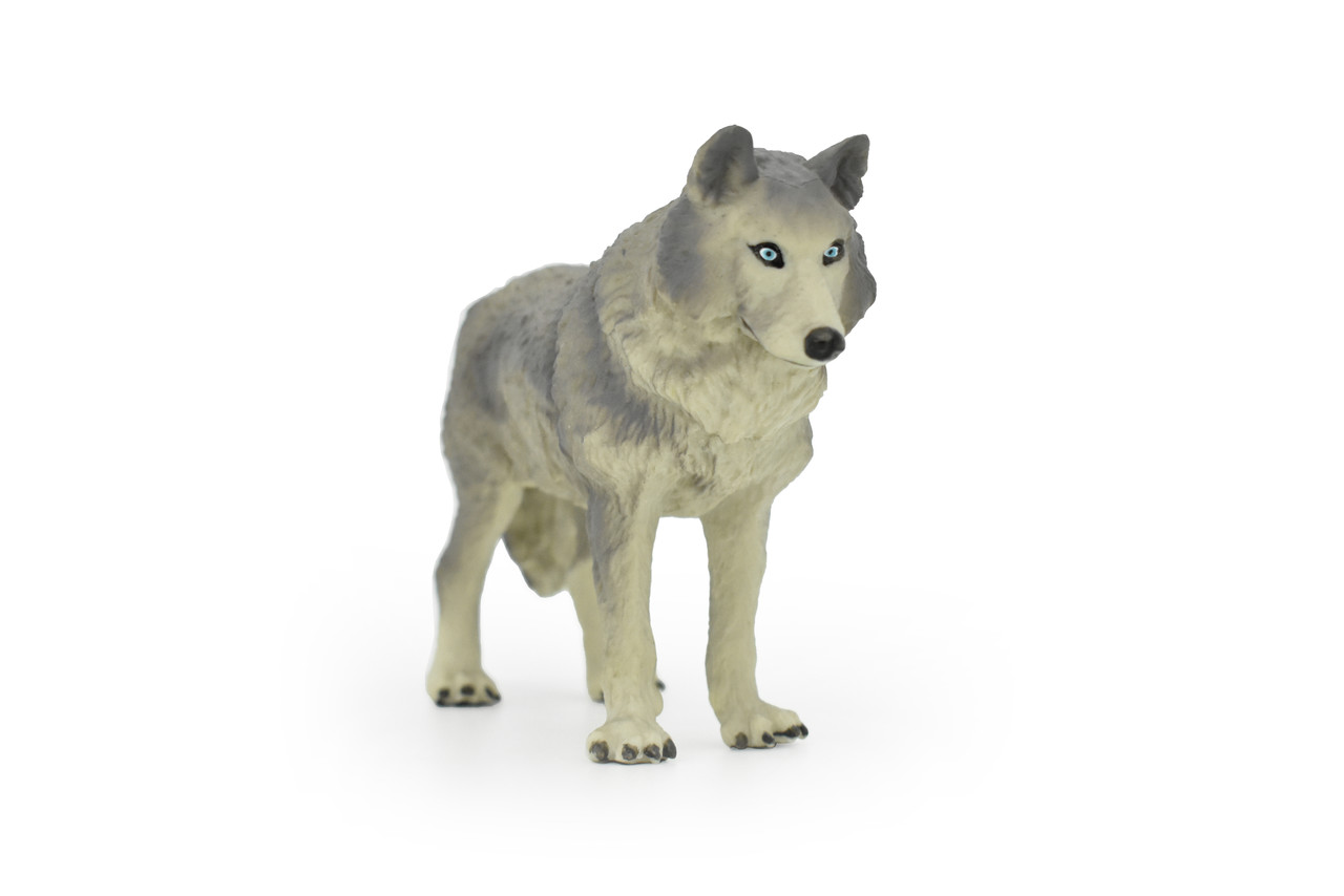 Wolf Toy, Grey, Very Large, Museum Quality Rubber Figure, Model, Educational, Animal, Hand Painted, Figurines 7" CH106 BB90