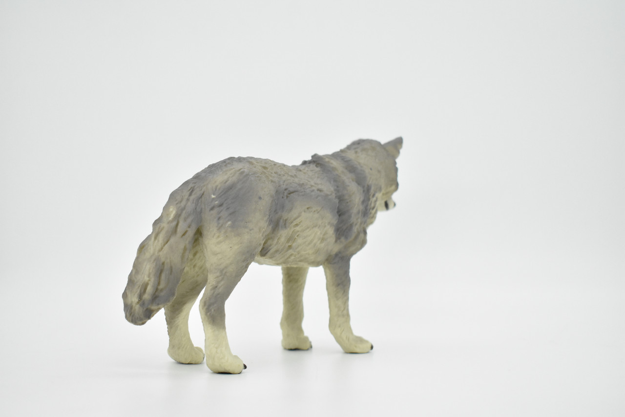 Wolf Toy, Grey, Very Large, Museum Quality Rubber Figure, Model, Educational, Animal, Hand Painted, Figurines 7" CH106 BB90