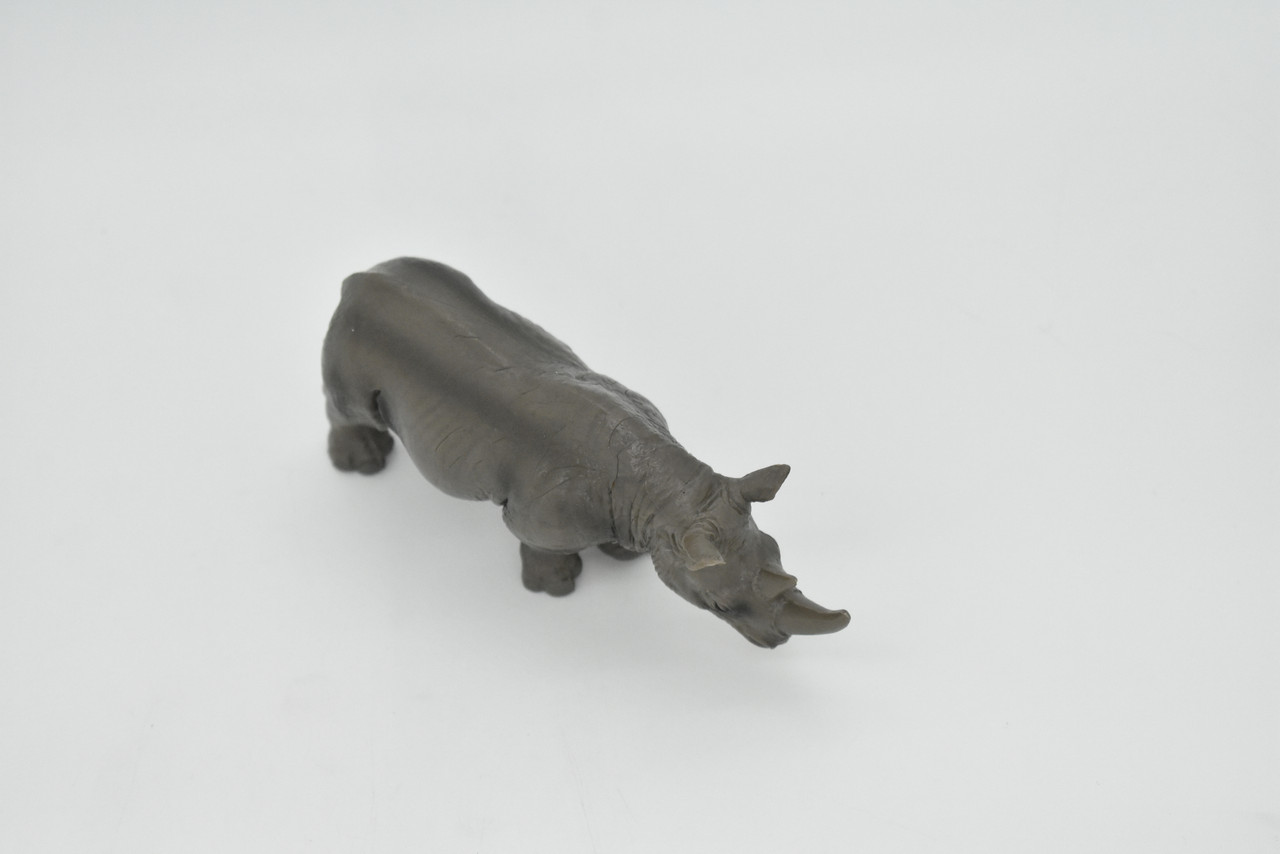 Rhino Toy, Rhinoceros, Animal, Very Realistic Rubber Figure, Model, Educational, Animal, Hand Painted Figurines,      5"     CH107 BB90