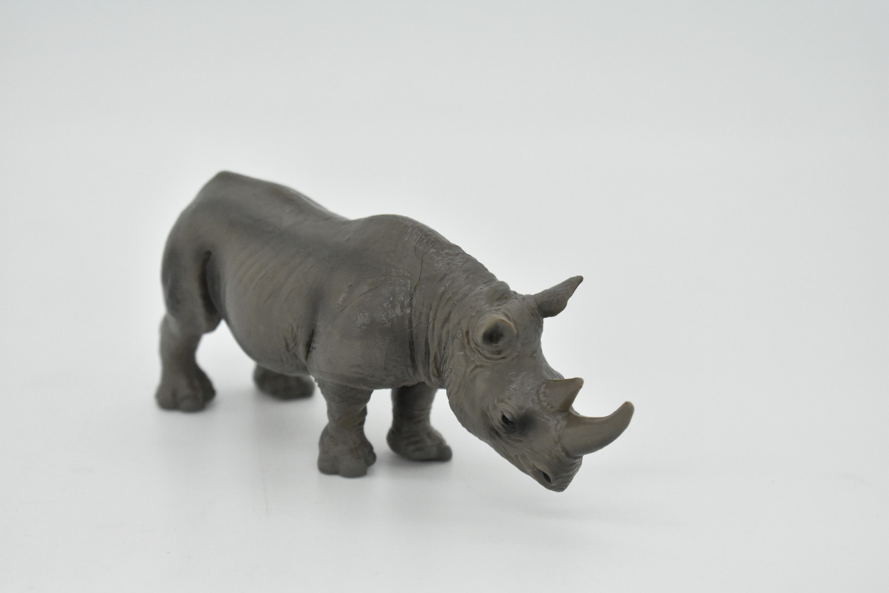 Rhino Toy, Rhinoceros, Animal, Very Realistic Rubber Figure, Model, Educational, Animal, Hand Painted Figurines,      5"     CH107 BB90