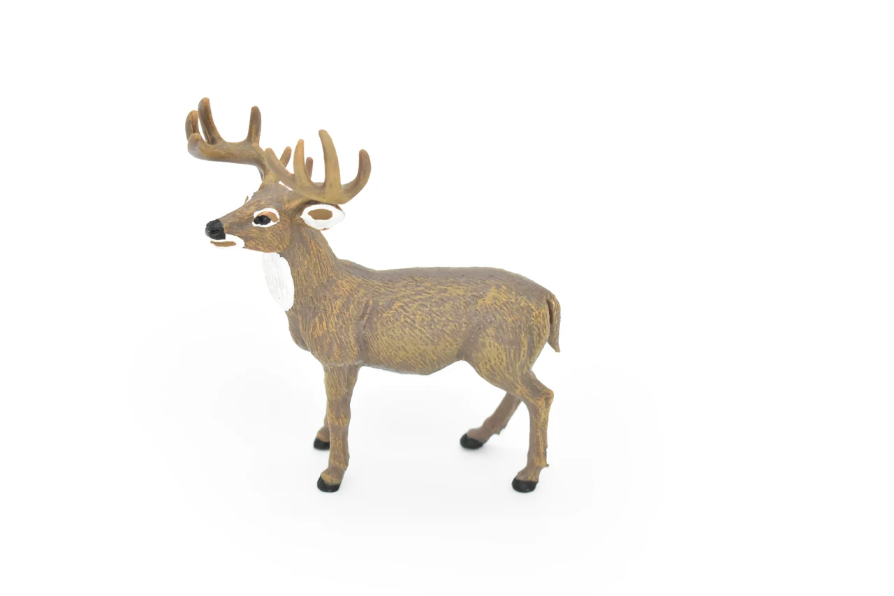 Whitetail Buck, Deer, Museum Quality, Hand Painted, Rubber Animal, Realistic Toy Figure, Diorama Model, Kids, Educational,  5 Inches.