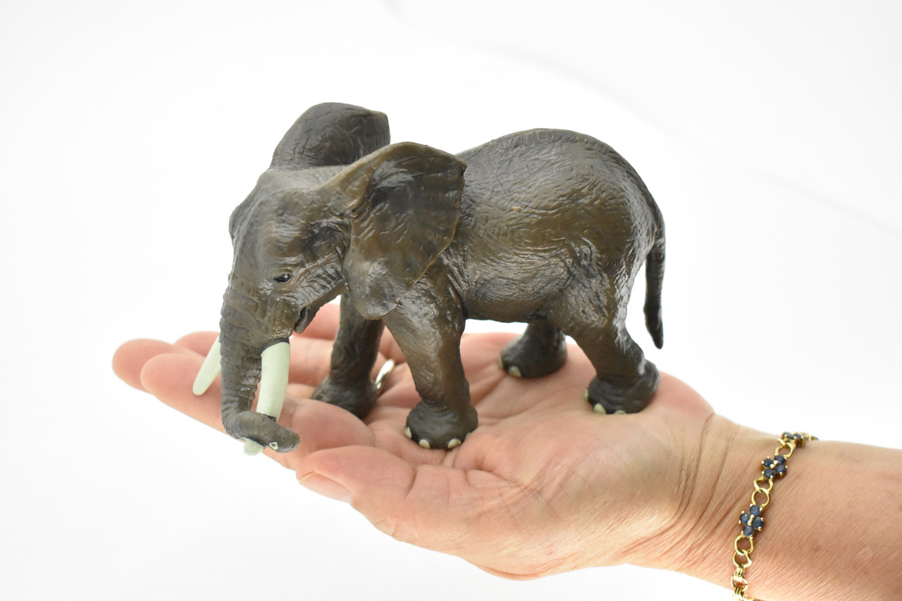 Elephant Toy, African, Elephantidae, Museum Quality Rubber Figure, Model, Educational, Animal, Hand Painted, Figurines 6" CH118 BB95