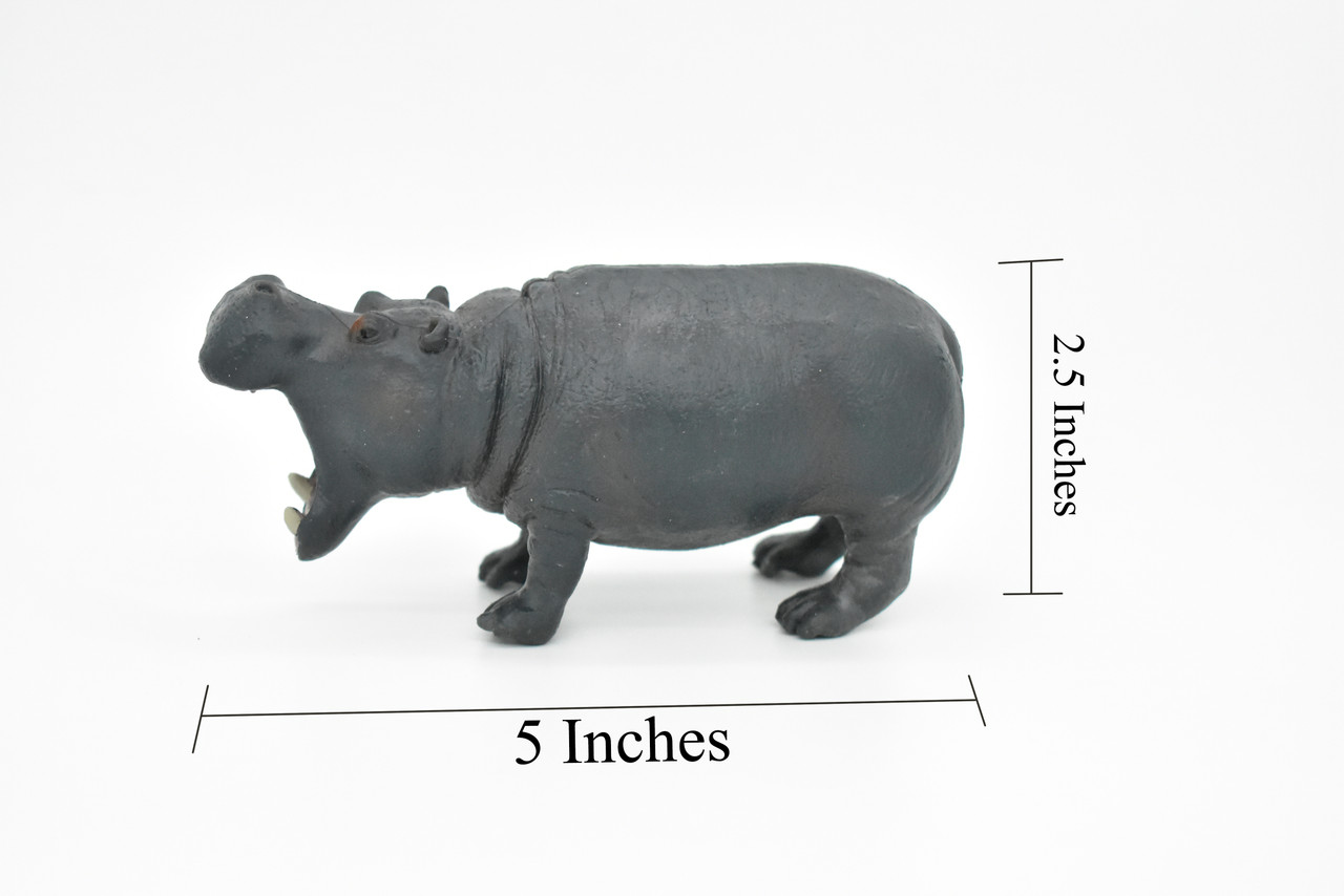 Hippo Toy, Hippopotamus, Africa, Museum Quality Rubber Figure, Model, Educational, Animal, Hand Painted, Figurines 5" CH121 BB96