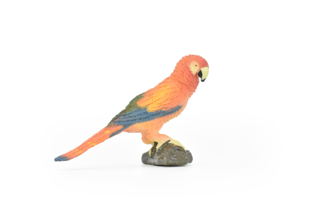 Parrot, Rose, Bird, Very Realistic Rubber Reproduction, Hand Painted Figurines     5.5"    CH138 B244