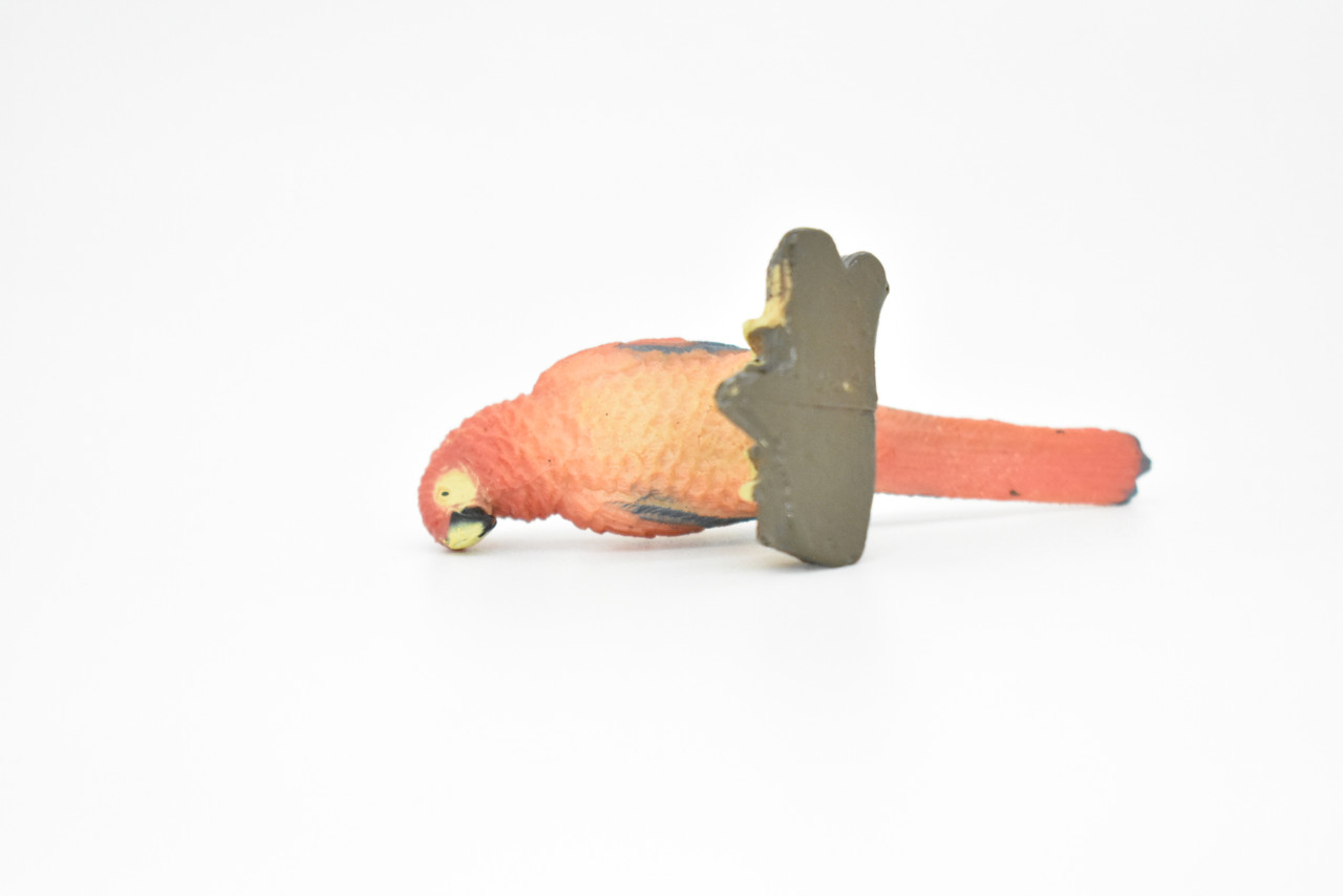Parrot, Rose, Bird, Very Realistic Rubber Reproduction, Hand Painted Figurines     5.5"    CH138 B244